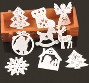 Ozdoby Świąteczne na Choinkę Drewniane Białe – Zestaw 150 szt.