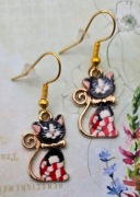 Kotki koty zabawne złote kolczyki Fashion Jewelry Modne urocze cute