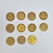 Zestaw 11 monet 10 pfennig.