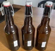 Butelki BB szklane 500 ml pałąk klips krachla 3 szt. brązowe NOWE 