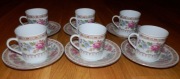Chińskie filiżanki porcelana kawy espresso komplet białe kwiaty 6szt