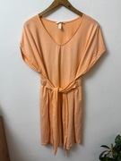 Sukienka letnia z paskiem bawełniana brzoskwiniowa morelowa HM L 40