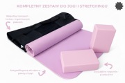 Antypoślizgowa MATA DO JOGI Zestaw 4w1 + 2x KOSTKA Joga Block + TORBA