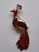 BROSZKA METALOWA Z KAMIENIEM I EMALIĄ Paw FRANCJA