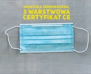 Maseczki maski jednorazowe, 3 warstwowe, CE 50 szt