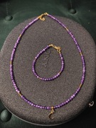 Zestaw biżuterii naszyjnik+bransoletka ametyst Luna Handmade 