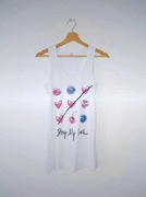 Biała bluzka bokserka z nadrukiem Cropp punk alternative scene vintage 38 M