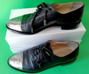 HOBBS włoskie skórzane wygodne buty trzewiki 38 39 5 6 granat silver skóra 