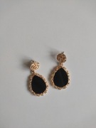 czarno złote kolczyki długie nowe vintage