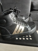 Buty damskie botki skórzane na platformie Filippo wiązane czarne r.38