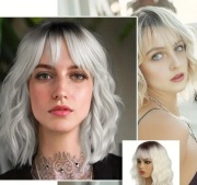 Peruka damska ombre srebrny bob falowane włosy dostawa 24h PL