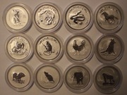 1 $ DOLAR AUSTRALIA LUNAR 1 I 1999 - 2008 CAŁA SERIA 12 x 1 DOLAR  1 OZ 999
