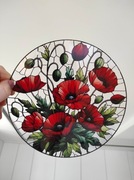 Nowy witraż witrażyk dekoracja okienna maki