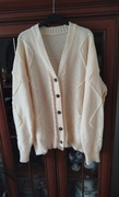 NOWY Kremowy beżowy sweter damski kardigan na guziki 48 / 4XL