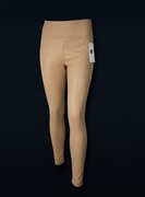 Legginsy eko skóra M.Sara push up, delikatne ocieplenie beż/jasny brąz L/XL