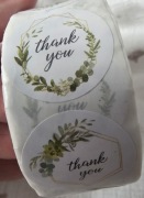 Naklejki zestaw 500 szt na rolce do prezentów DIY Thank You białe okrągłe
