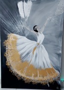 Baletnica w bieli obraz ręcznie malowany 70x100cm