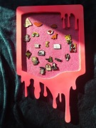 Ręcznie robiona tablica na PINY i RZEPY – Drip Pink – Handmade!