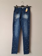 Nowe spodnie jeans Legginsy S/36 moraj koraliki