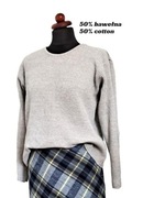 Bawełniany szary sweter w prążki vintage grunge cozy cottage oldschool M 