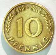 Niemcy RFN 10 fenigów pfennig 1950 mennica F i J 