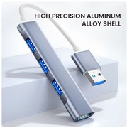 Rozdzielacz listwa USB 2.0 HUB 4 porty srebrny