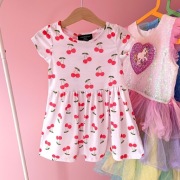 Sukienka nowa 98 biała w wiśnie wisienki krótki rękaw 