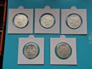 Austria 10 szylingów, 5 srebrnych monet AG 640, 1958,1959.1970,1971,1971