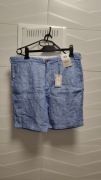Spodenki Primark r. 36 pas 96 cm 100% LEN niebieskie NOWE