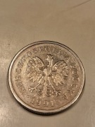 Moneta 1zł rok 1991