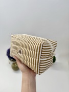 Quilted Essential Boxy Pouch with Brown Vertical Stripes (thick)