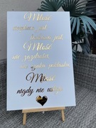 Tablica hymn do miłości lustrzane złoto ślub wesele