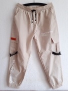 Beżowe Spodnie Cargo Joggery Techwear Streetwear Ściągacze NOWE L XL