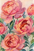 Piwonie w rozkwicie - obraz malowany pastelami 