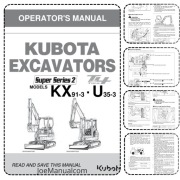 Kubota U35-3 KX91-3 Operation Manual Podręcznik Operatora instrukcja