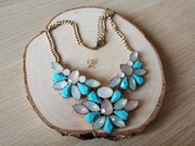 Naszyjnik kolia błękity złoty kwiaty 