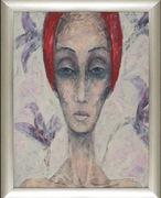 IZA STARĘGA, PORTRET KOBIECY, OLEJ/PŁÓTNO. cert. AgraArt