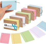 Fiszki w linie karty do nauki, kolorowe kartki 500szt z pierścieniami