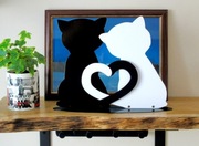 Koty z sercem, lampka nocna metalowa, prezent na walentynki