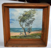 Jerzy Haponiuk – „Sosna nad zatoką”, 1983, olej na płótnie, 15x15 cm