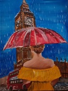 Last station - Londyn -żółta sukienka - obraz