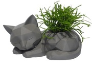 Doniczka Dekoracyjna Artystyczna Osłonka Kot Szary Prezent 12 cm wysoka