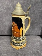 Porcelanowy stary kufel z pozytywką. 