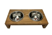 Stojak na miski dla psa, kota , psi bufet 2 x 450 ml DREVOO handmade