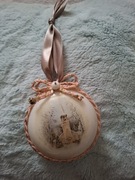  Bombka, decoupage, zima, Boże Narodzenie, święta, ręcznie ozdabiane, dekor