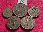 Zestaw 5szt Pięknych monet złotowo-groszowych z1923-1929 r Tak jak na foto 