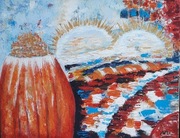 Abstrakcja -akryl  płótnie 40 x 50cm." Punkt  widzenia"