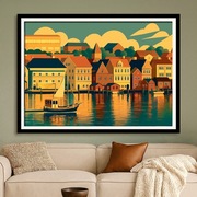 Flensburg – Port i kamienice - Art Deco, plakat 60x40cm
