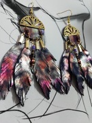 Kolczyki z włoskiej skóry stali chirurgicznej i naturalnych piór boho 