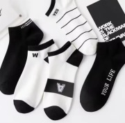 5 par skarpetki śliczne czarnobiałe oddychające rozmiar 32-38